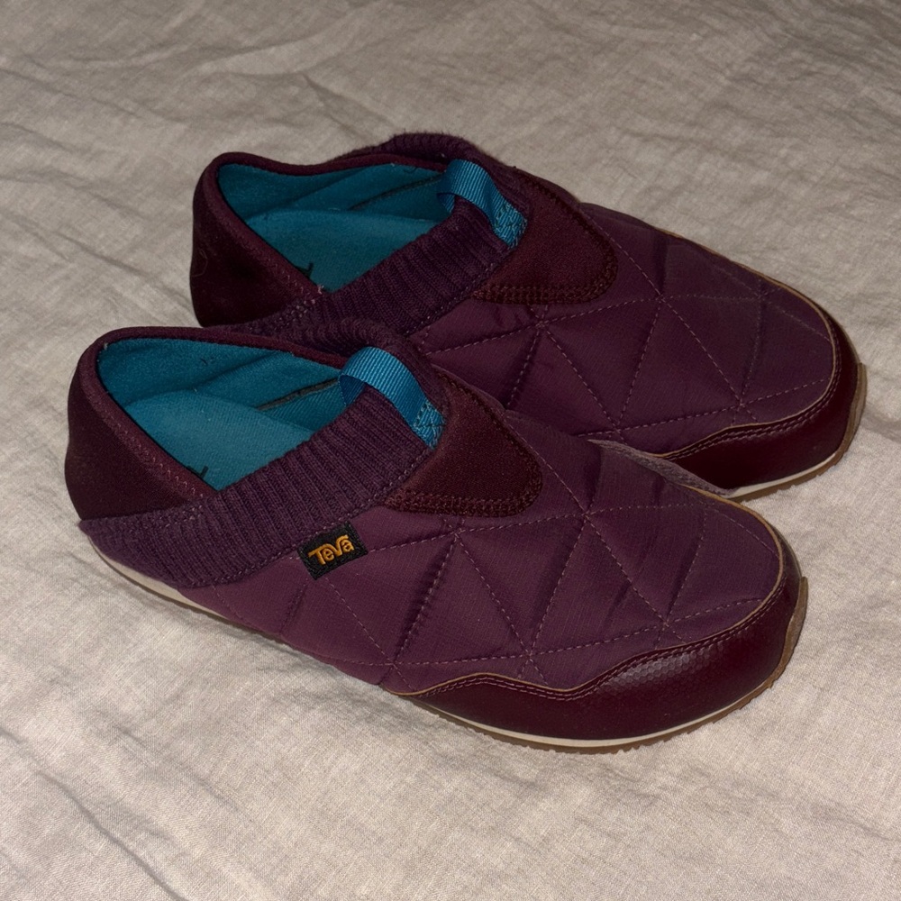 Teva Quilted Slip-On Shoes in Burgundy and Turquoise